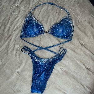 Rhinestone blue swimsuit/competition suit